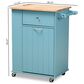 Baxton Studio Liona Kitchen Storage Cart in Blue/Natural, , large