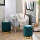 Lumisource Marla 2-Piece Nesting Pleated Ottoman Set Peacock Teal, , large
