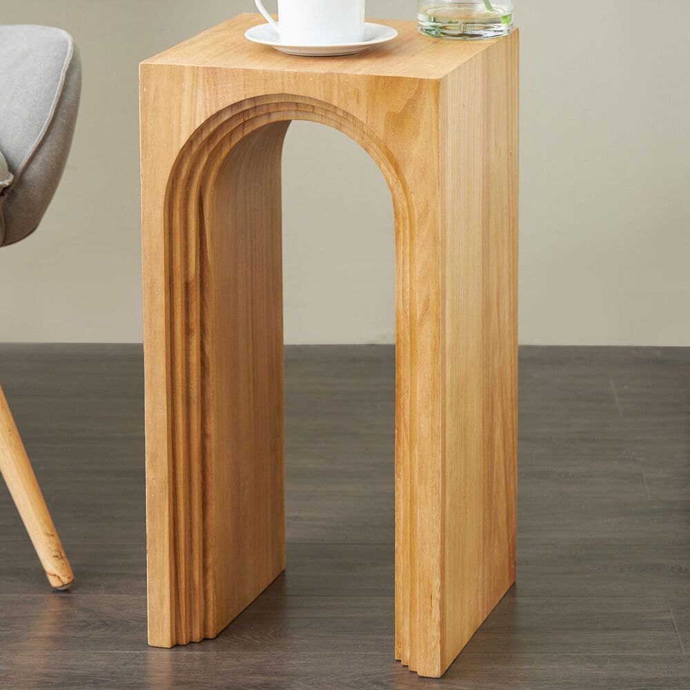 Maple and Jade Cutout Arch End Table in Brown, , large
