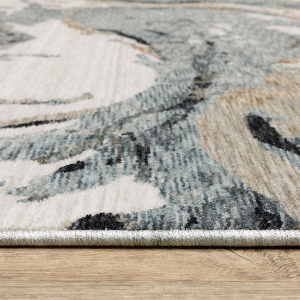 Oriental Weavers Echo ECH07 Blue and Ivory 6&#39;7&quot; x 9&#39;6&quot; Area Rug, , large