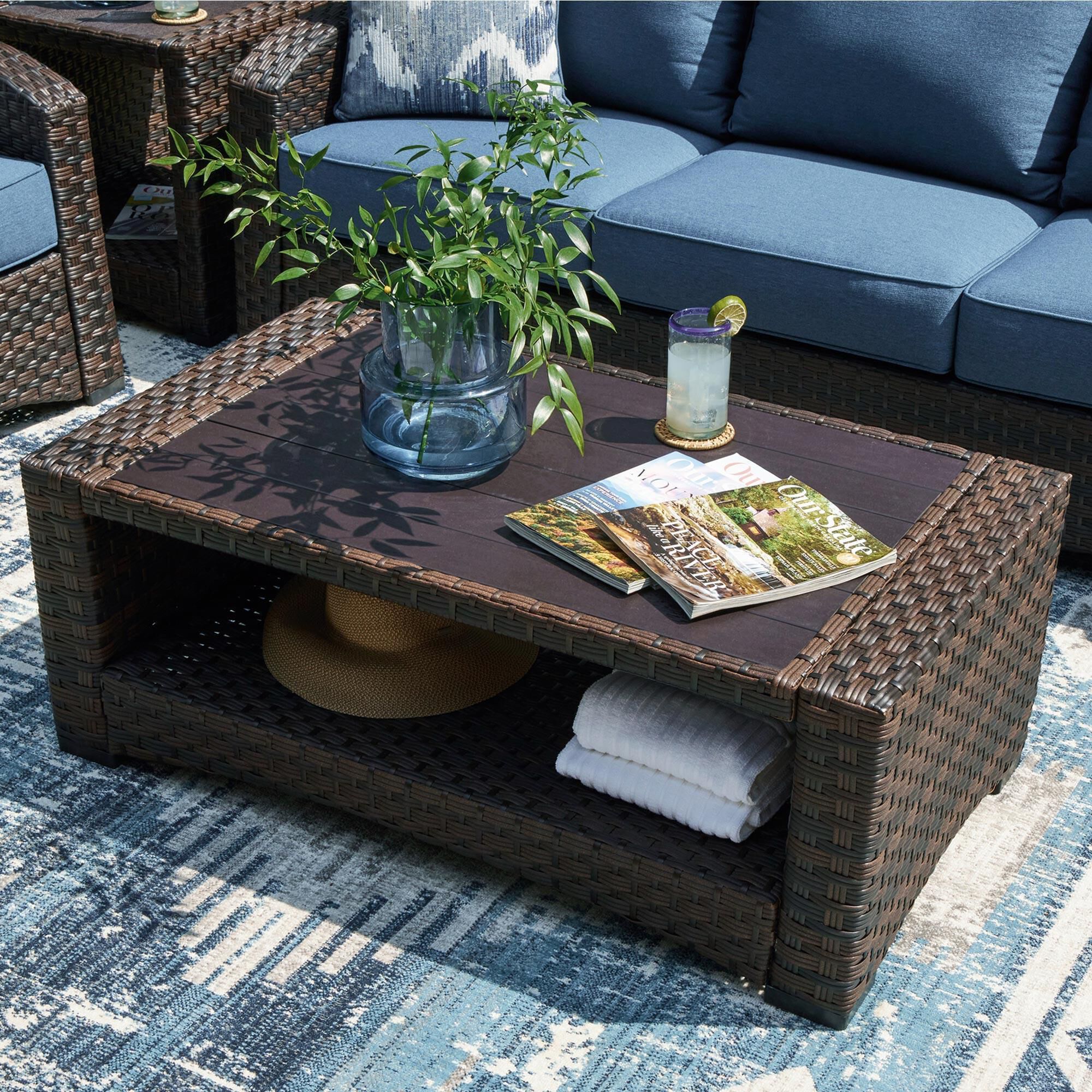 Ashley Windglow Patio Coffee Table in Brown