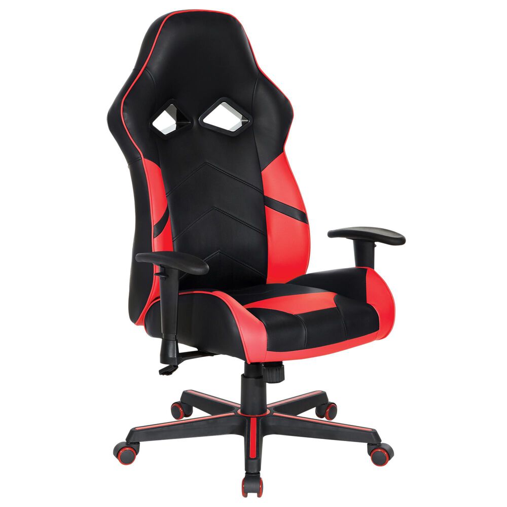 OSP Home Vapor Gaming Chair in Black and Red, , large