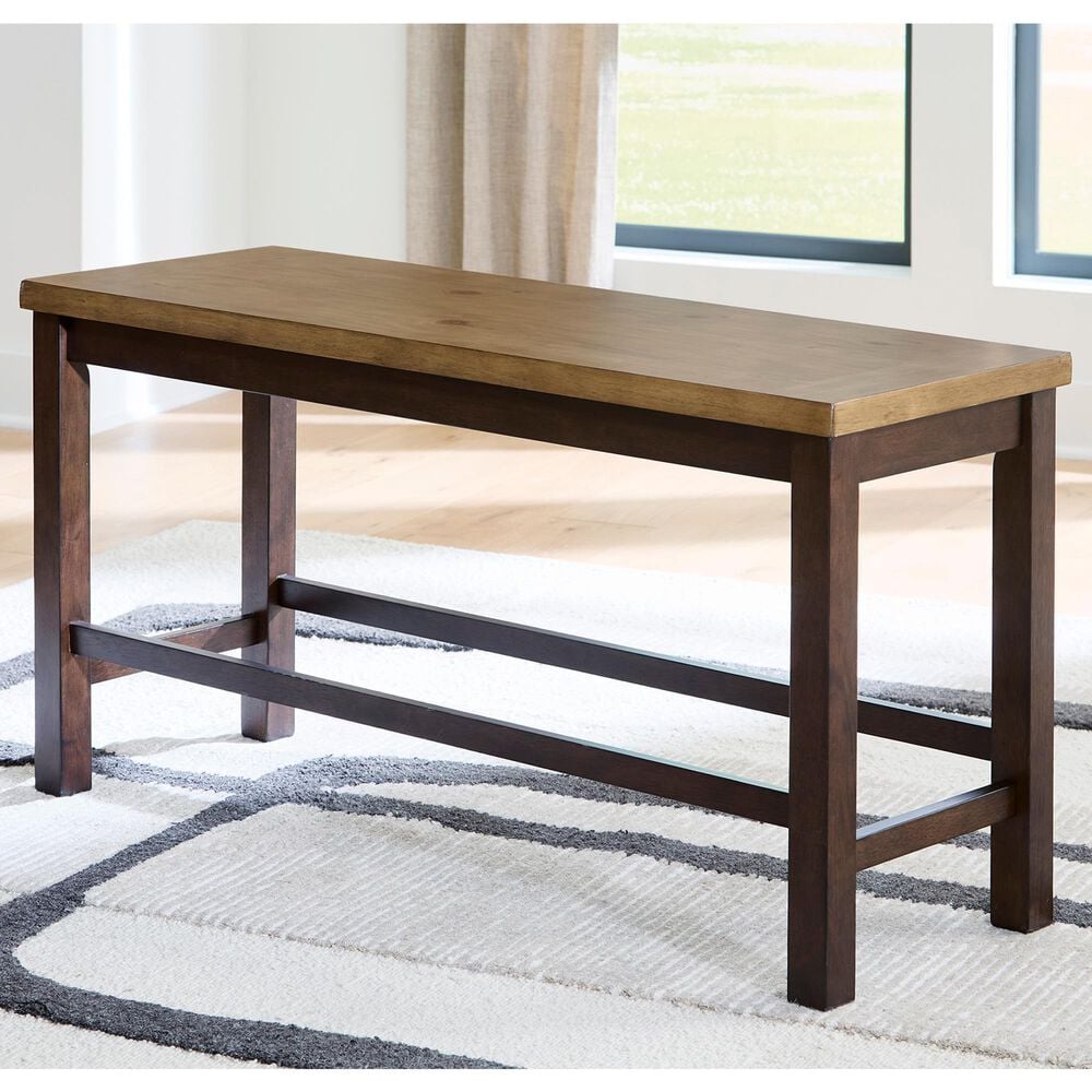 Ashley Rylandeen Counter Dining Bench in Light Brown and Dark Brown, , large