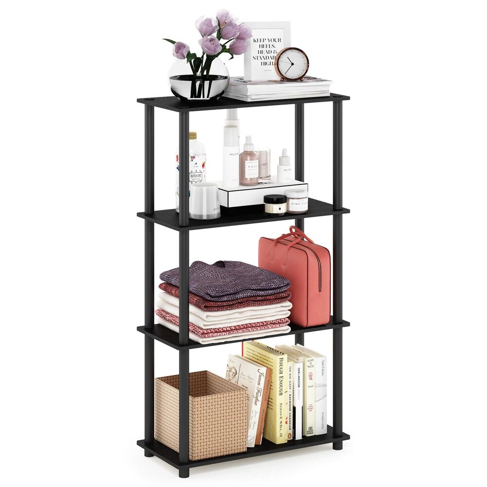 HOMLUX Turn-N-Tube 4-Tier Multipurpose Shelf Display Rack in Americano and Black, , large