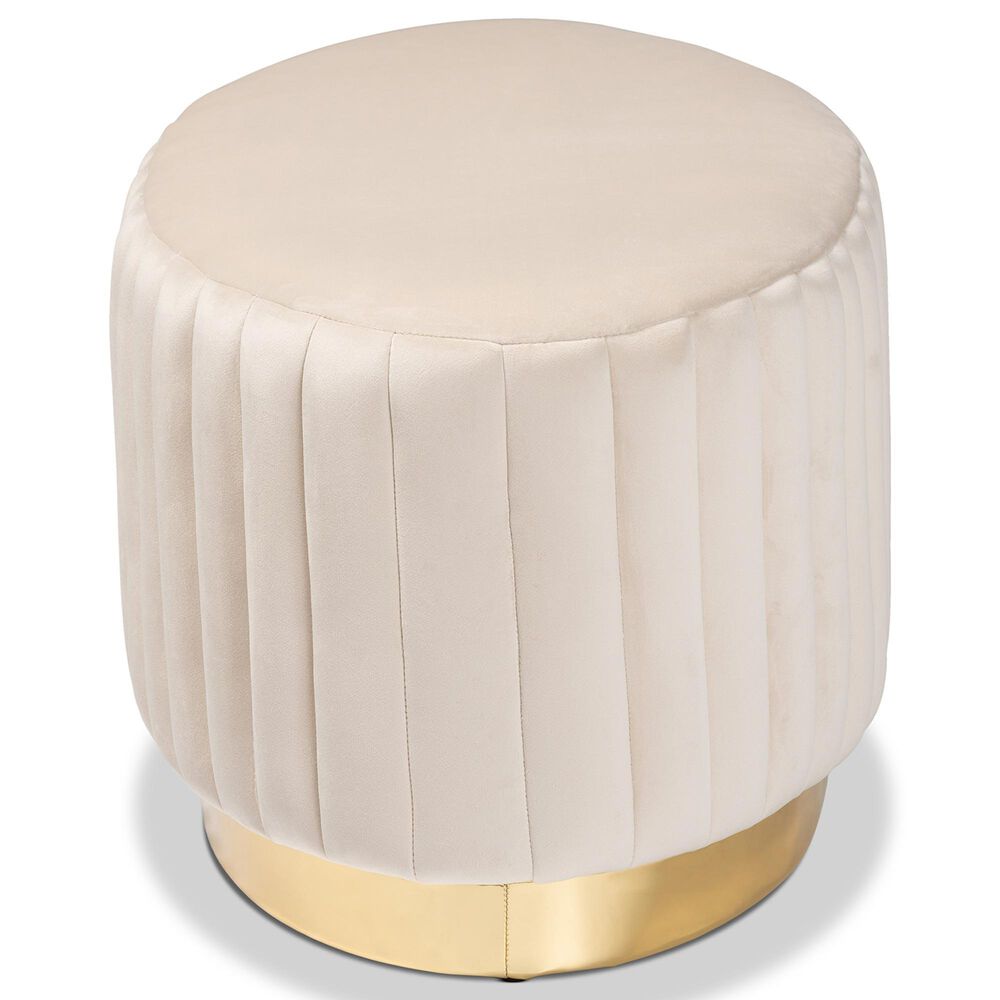 Baxton Studio Kirana Ottoman in Beige and Gold, , large