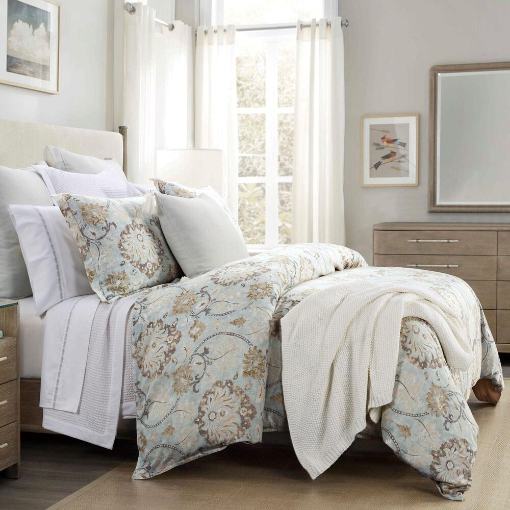 HiEnd Accents Dalia 3-Piece Super King Comforter Set in Powder Blue and Crisp White, , large