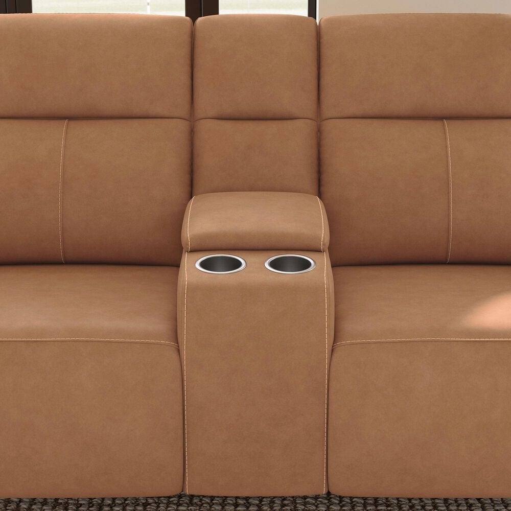 Flexsteel Latitudes Power Reclining Loveseat with Console and Power Headrest in Honey, , large