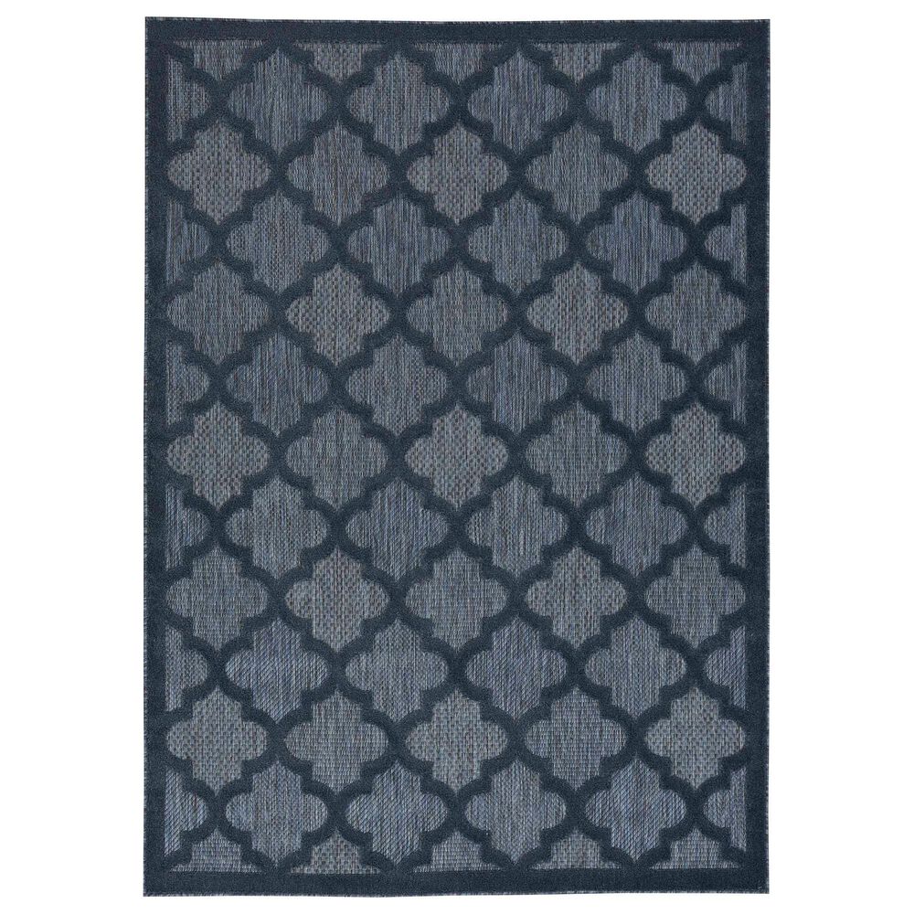 Nourison Easy Care 9" x 12" Navy Blue Indoor/Outdoor Area Rug, , large