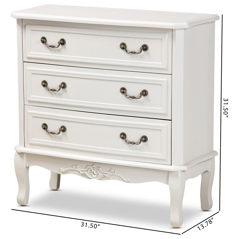 Baxton Studio Gabrielle 3-Drawer Storage Cabinet in White, , large