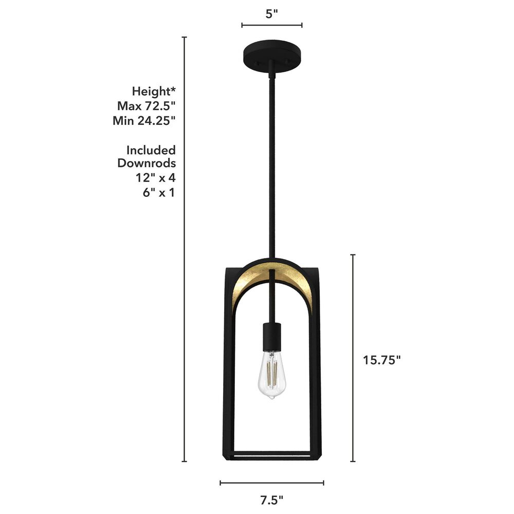 Hunter Dukestown 1-Light Mini Pendant in Natural Iron and Gold Leaf, , large