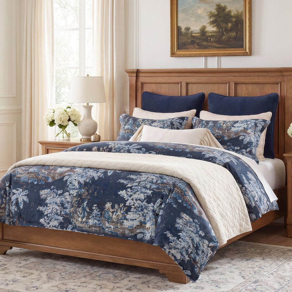HiEnd Accents Provence 3-Piece Full/Queen Washed Linen Blend Comforter Set in Navy, , large