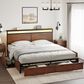 HOMLUX King 4-Drawer Storage Bed with LED Headboard and Charging Station in Rustic Brown, , large