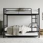 Hearth and Haven Twin Metal Bunk Bed with Trundle Ladder and Full-Length Guardrail in Black, , large