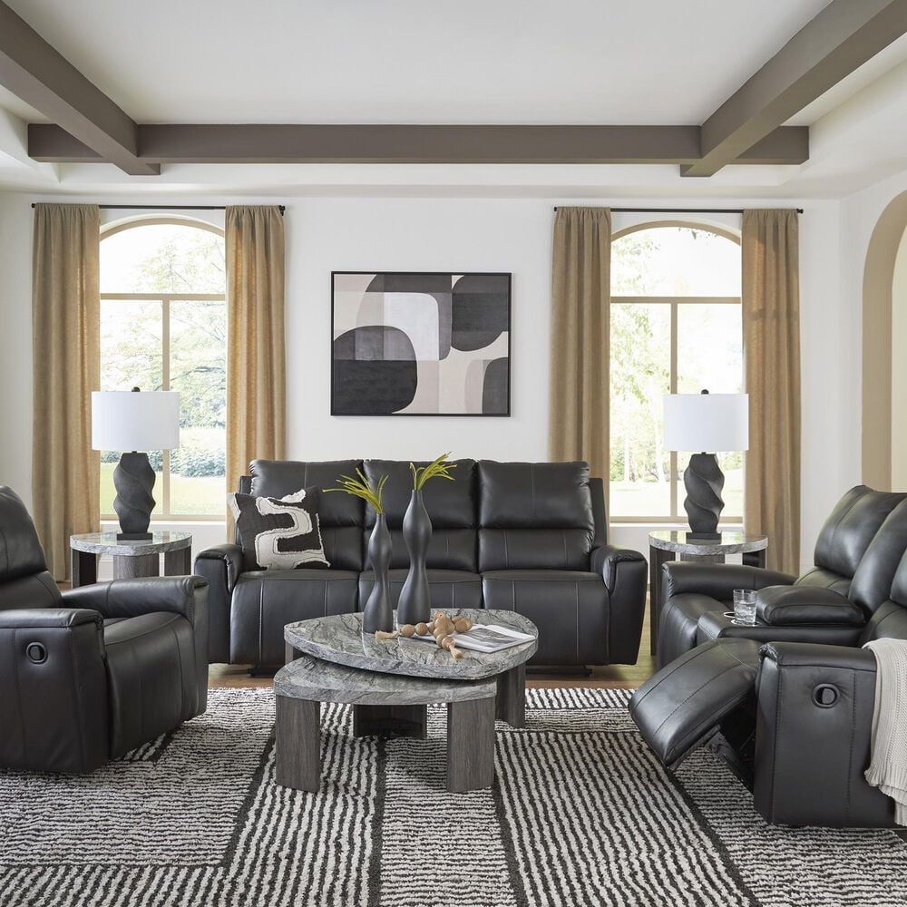 Ashley Glossmore Manual Reclining Sofa in Black, , large