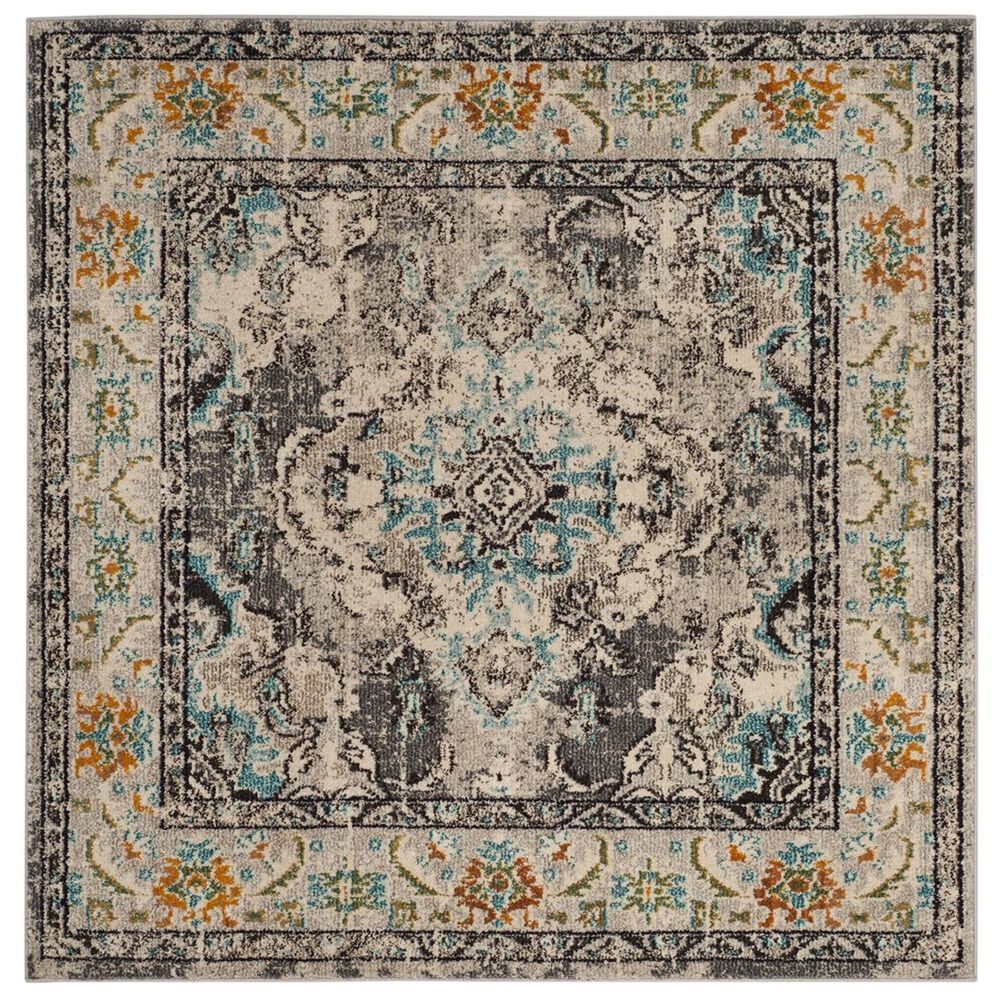 Safavieh Monaco MNC243G-5SQ 5" x 5"  Grey/Light Blue Square Rug, , large