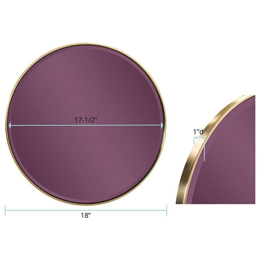 Howard Elliott Broidy Round Mirror in Aubergine Purple and Gold, , large