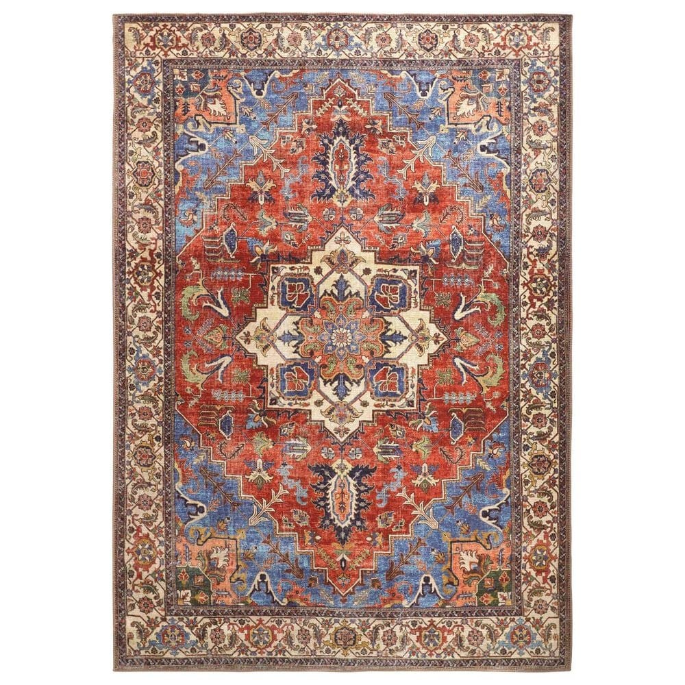 Feizy Percy 9"2" x 12" Blue and Rust Area Rug, , large