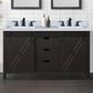 Lexora Home Marsyas 60" Double Bathroom Vanity in Brown with White Quartz Top and Rectangular Sinks, , large