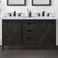 Lexora Home Marsyas 60" Double Bathroom Vanity in Brown with White Quartz Top and Rectangular Sinks, , large