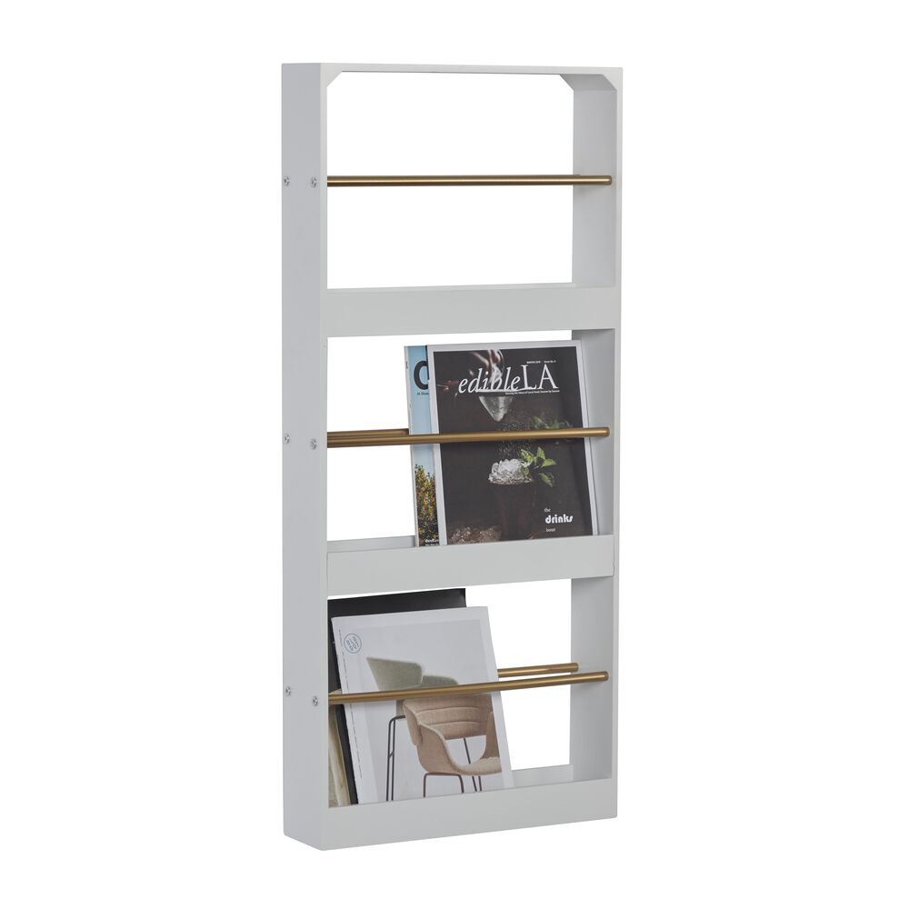 Maple and Jade Glam Wood Wall Shelf White, , large