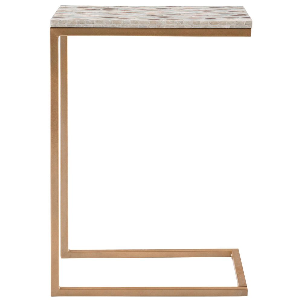 Linon Home Decor Priscille Accent C Table in Gold and Off-White, , large
