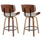 LumiSource Lombardi 26" Swivel Counter Stool with Cream Faux Leather Upholstery in Walnut and Black (Set of 2), , large