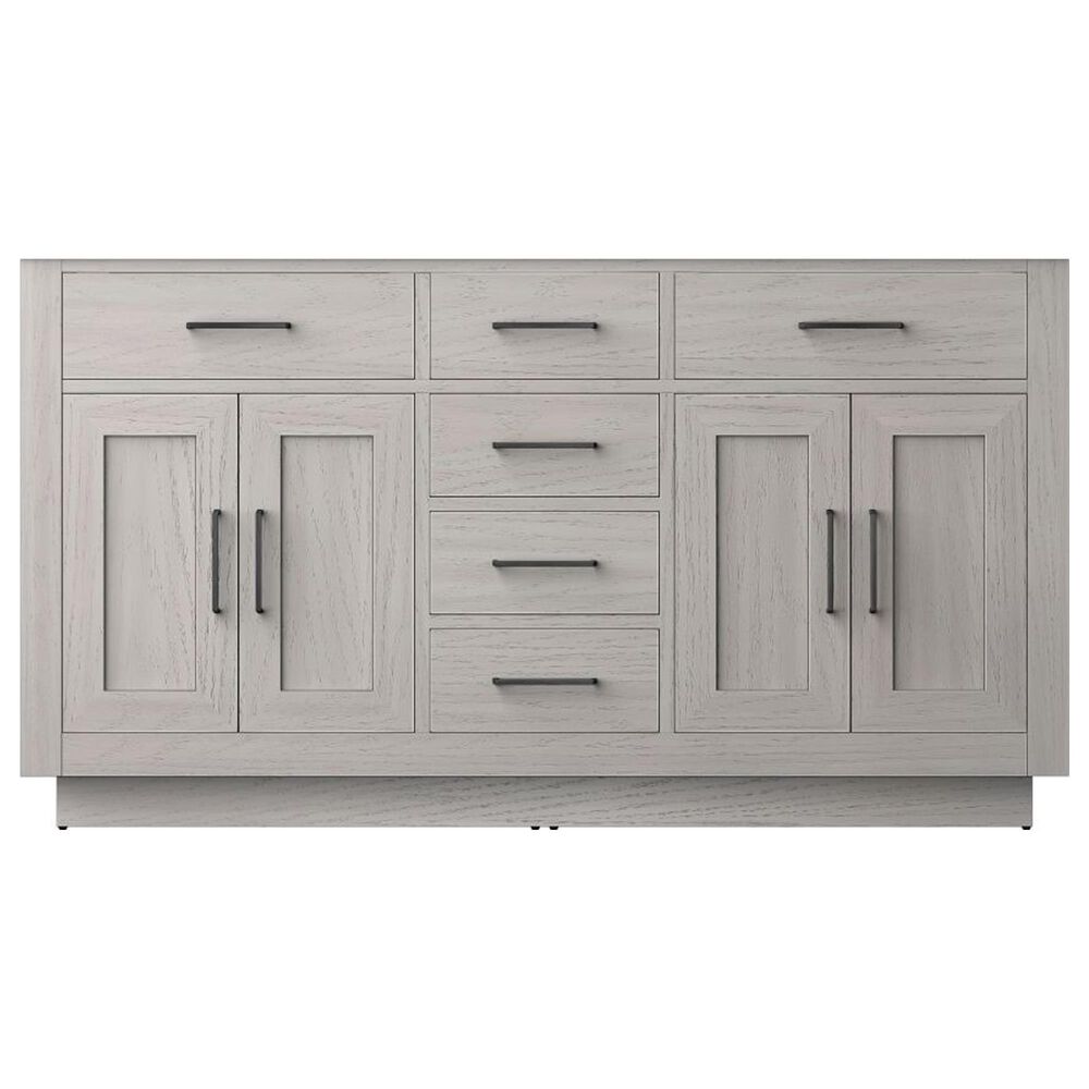 Lexora Home Abbey 60&quot; Double Bathroom Vanity in White Oak with 2 cm White Carrara Marble Top and Rectangular Sinks, , large