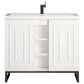 James Martin Vanities Alicante 39.5" Single Bathroom Vanity in Glossy White and Matte Black with 5 cm White Glossy Resin Top and Rectangular Sink, , large