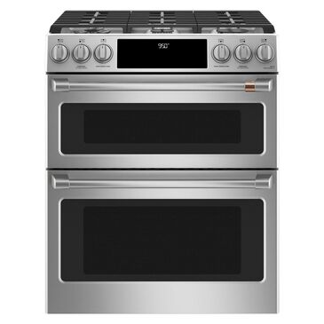 Cafe 30" Slide-In Front Control Dual-Fuel Double Oven with Convection Range in Stainless Steel, , large