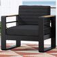 Hearth and Haven Giovanna Outdoor Club Chair with Open Backrest and Square Arms in Black, , large