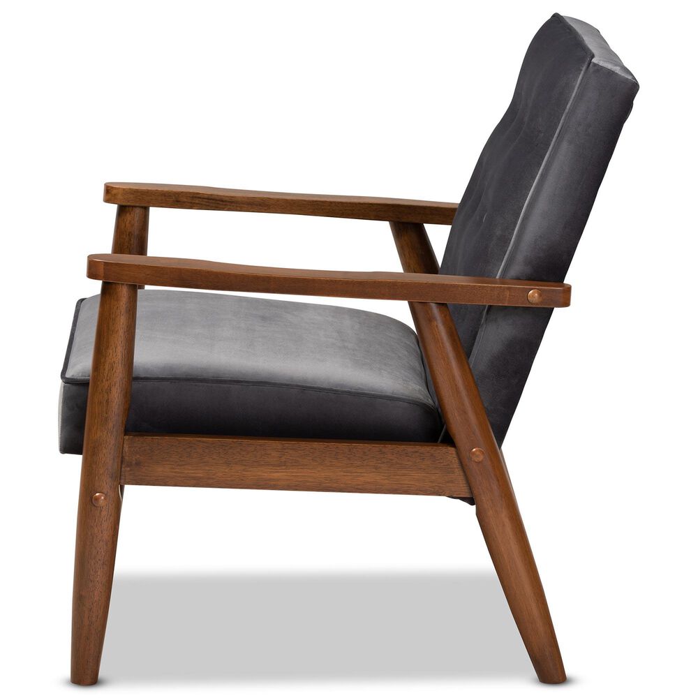 Baxton Studio Sorrento Arm Chair in Grey, , large