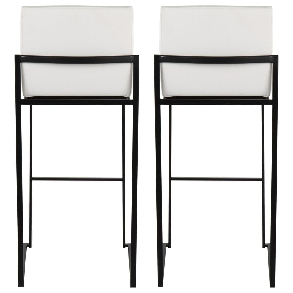 Lumisource Fuji High Back Barstool with White Faux Leather in Black &#40;Set of 2&#41;, , large