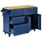 HOMLUX Farmhouse Kitchen Island with Drop Leaf and 2 Stools in Blue, Natural, Black and Rustic Brown, , large