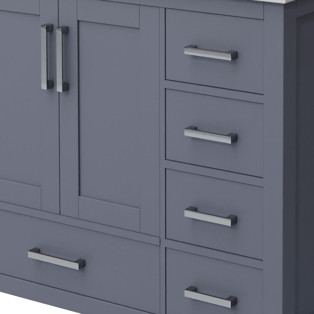 Lexora Home Jacques 36" Left Offset Single Bathroom Vanity in Dark Grey with 2 cm White Cultured Marble Top and Rectangular Sink, , large