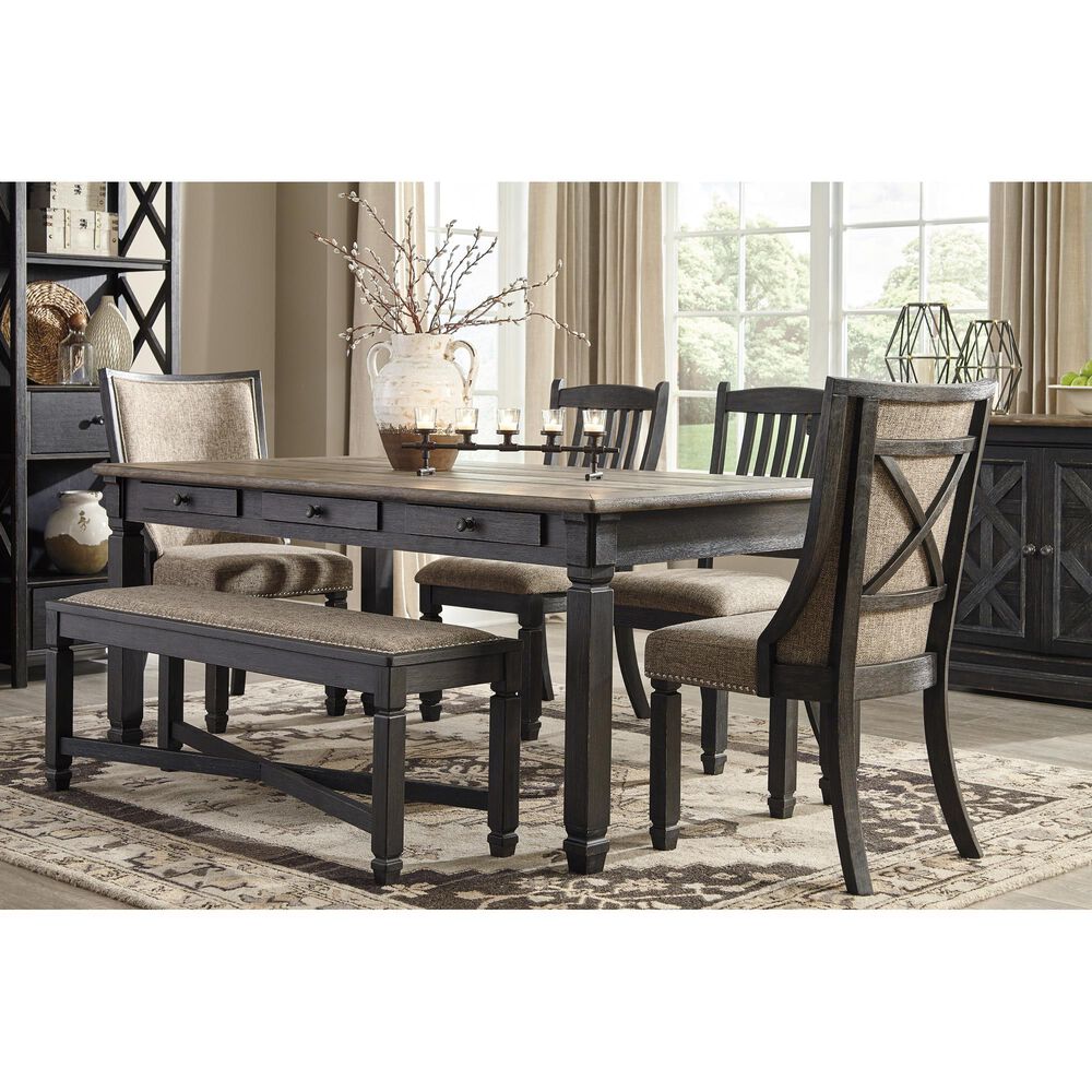 Ashley Tyler Creek 3-Drawer Dining Table in Antique Black and Weathered Oak - Table Only, , large