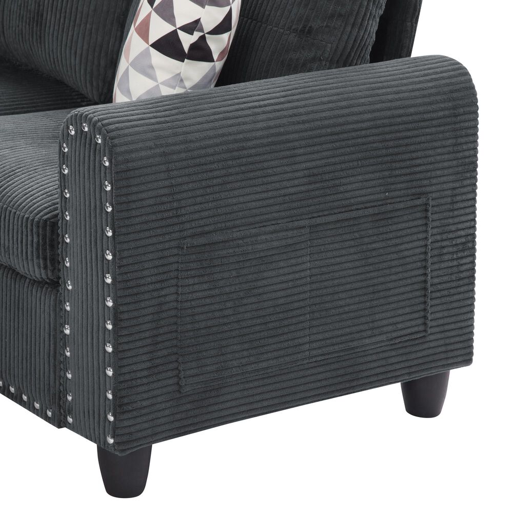 HOMLUX 94.49" L-Shaped Modular Sectional Sofa with Storage Ottoman and Cup Holders in Dark Gray, , large