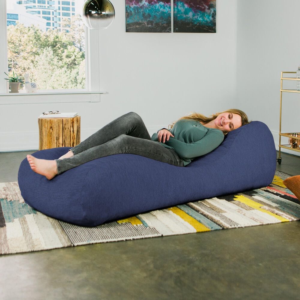 Jaxx Arlo Chaise Lounge Bean Bag Chair in Navy Blue, , large