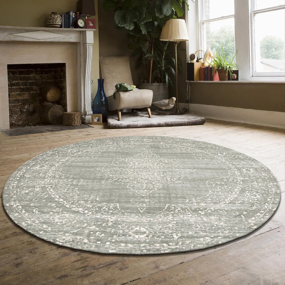 Radici USA Colosseo 3563 Green 5'3" Round Area Rug, , large