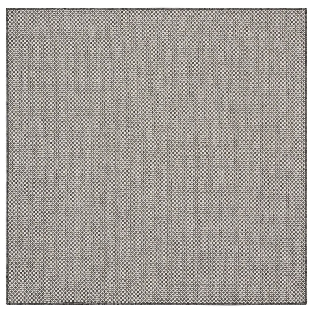 Nourison Courtyard Ivory and Charcoal 5" Square Indoor/Outdoor Area Rug, , large