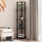 HOMLUX 5-Tier Multi-Purpose Corner Open Bookshelf in Espresso and Black (Set of 2), , large