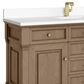 James Martin Vanities Brookfield 60" Single Bathroom Vanity in Pecan with Single Hole 3 cm White Zeus Quartz Top and Rectangular Sink, , large