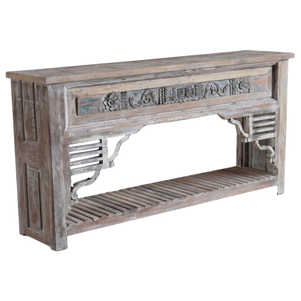 Jaipur Home One of a Kind Old World Architectural Console Table in Grey-Brown, , large