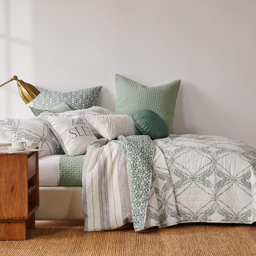 Levtex Kemala Sage 3-Piece Full/Queen Quilt Set in Sage and Cream, , large