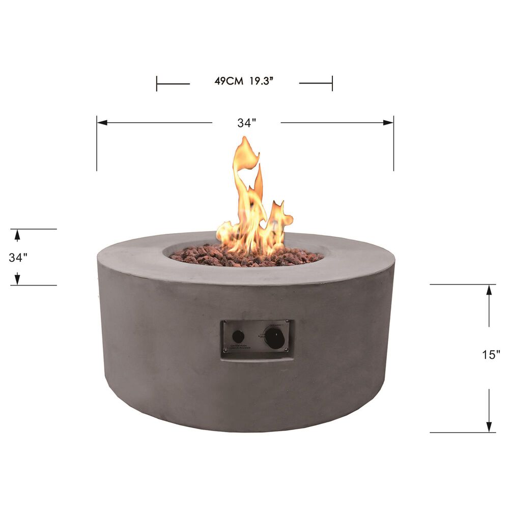 Elementi Fire Tramore Round Natural Gas Fire Table in Gray, , large