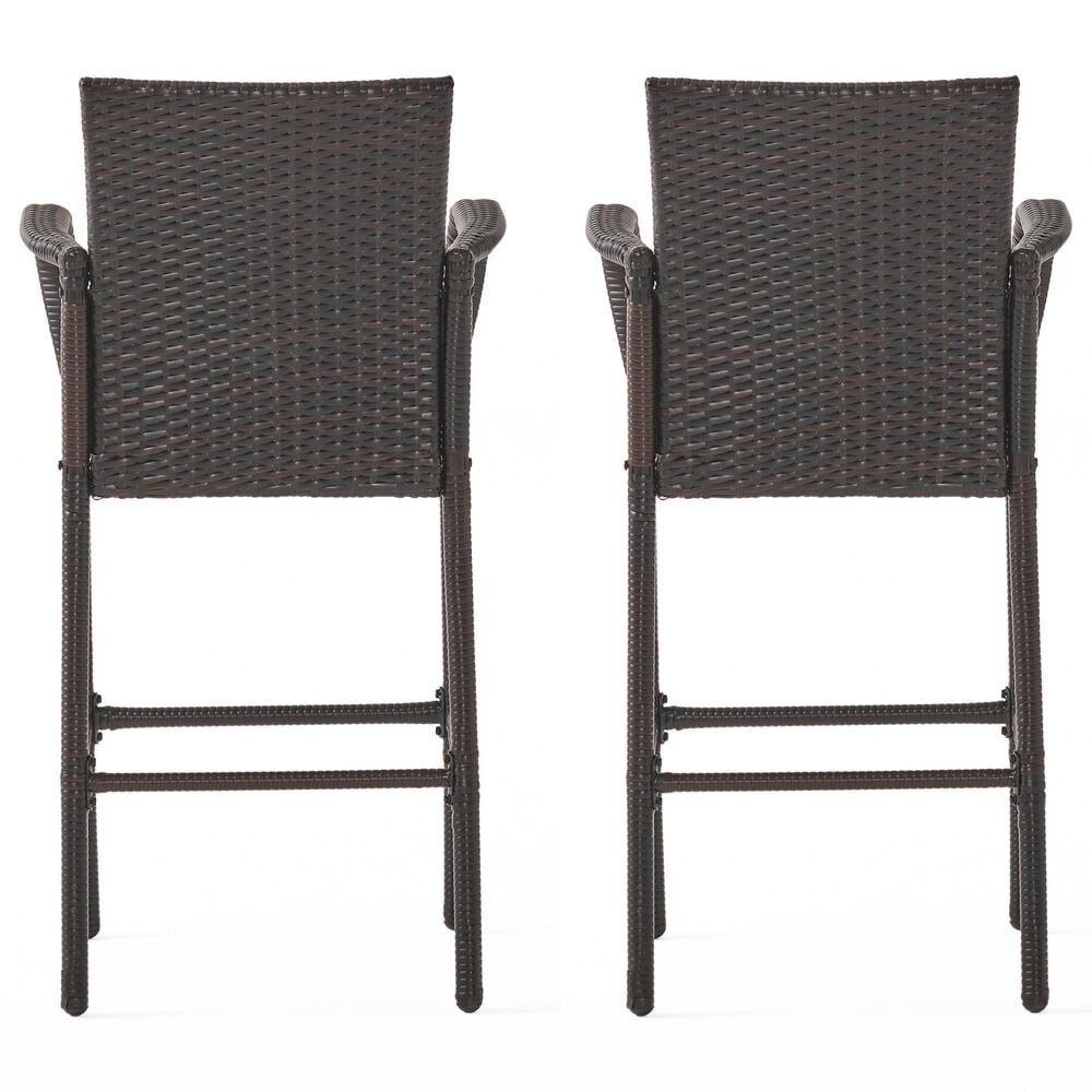 Hearth and Haven Littleton Outdoor Bar Stool in Brown &#40;Set of 2&#41;, , large