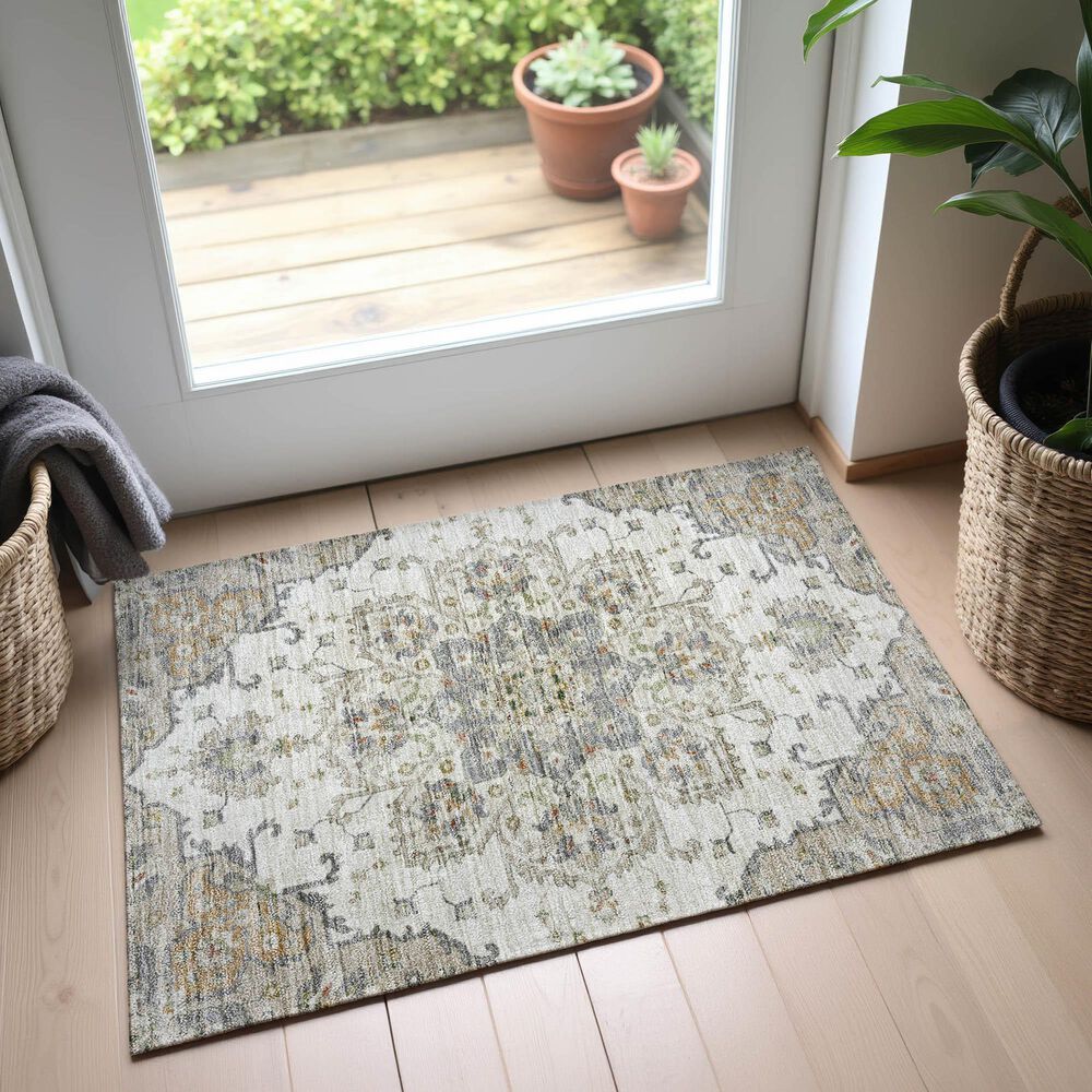 Dalyn Rug Company Silk Road Ivory, Beige, Taupe, Gold, Gray and Copper 2&#39;6&quot; x 3&#39;10&quot; Area Rug, , large