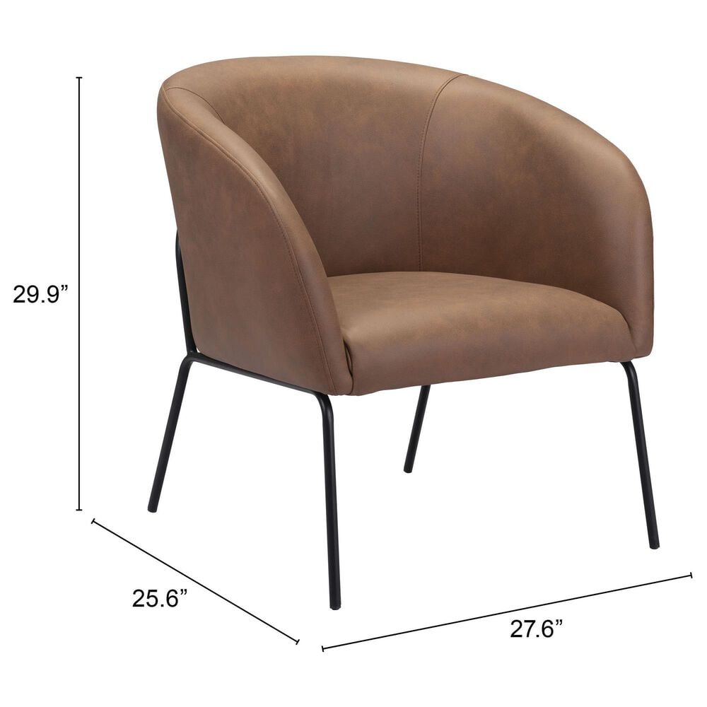 Zuo Modern Quinten Accent Chair in Vintage Brown and Gold, , large