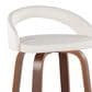LumiSource Grotto Swivel Bar Stool with White Faux Leather Upholstery in Walnut Wood and Black (Set of 2), , large