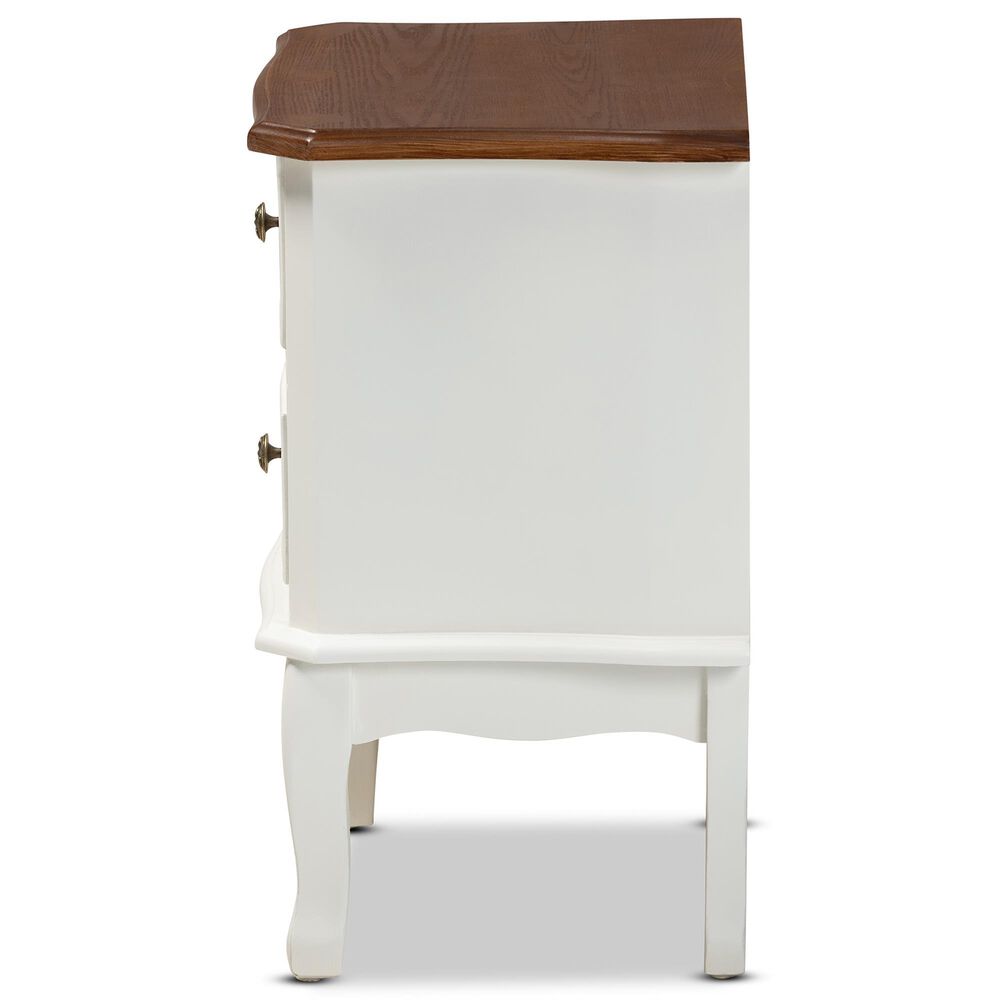 Baxton Studio Darlene 2-Drawer End Table in White and Cherry Brown, , large