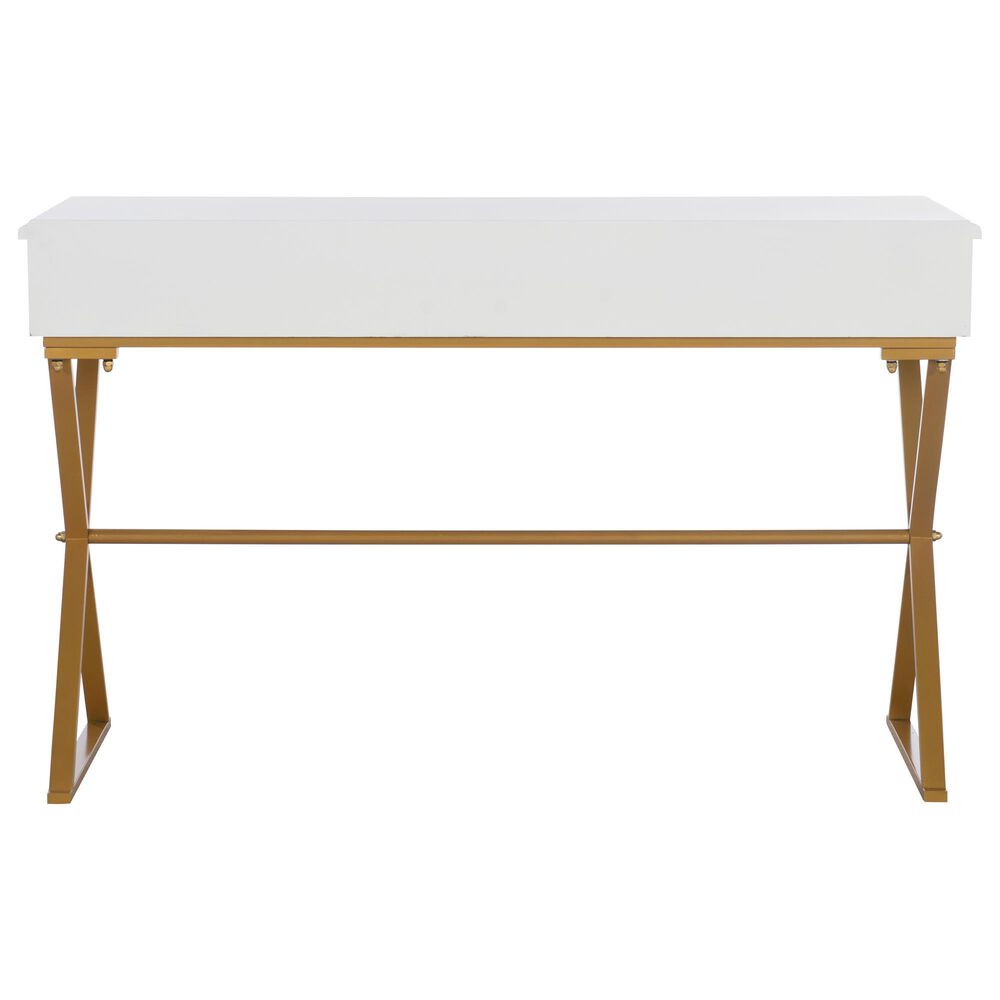 Linon Home Decor Campaign 2-Drawer Desk in White and Gold, , large